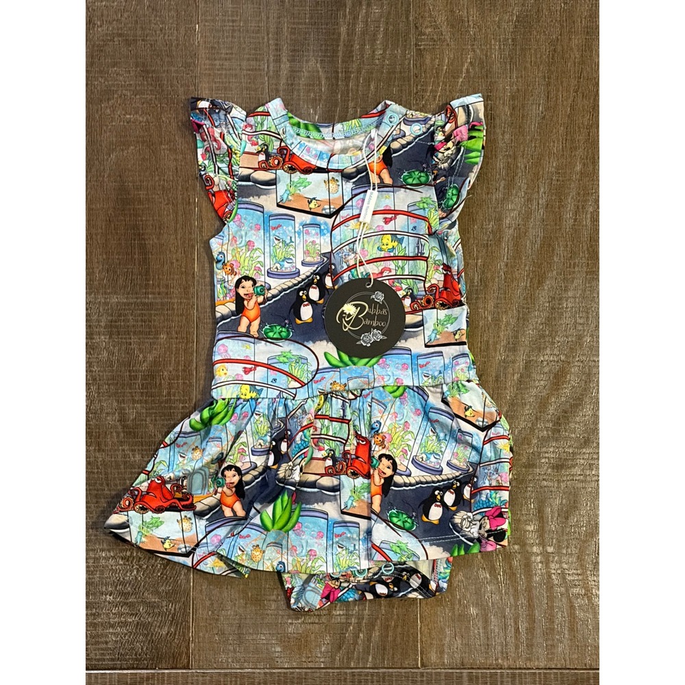 Bubbas Bamboo Toddler Baby Romper Tank Dress Lilo Stitch‎ Penguin Fish Print